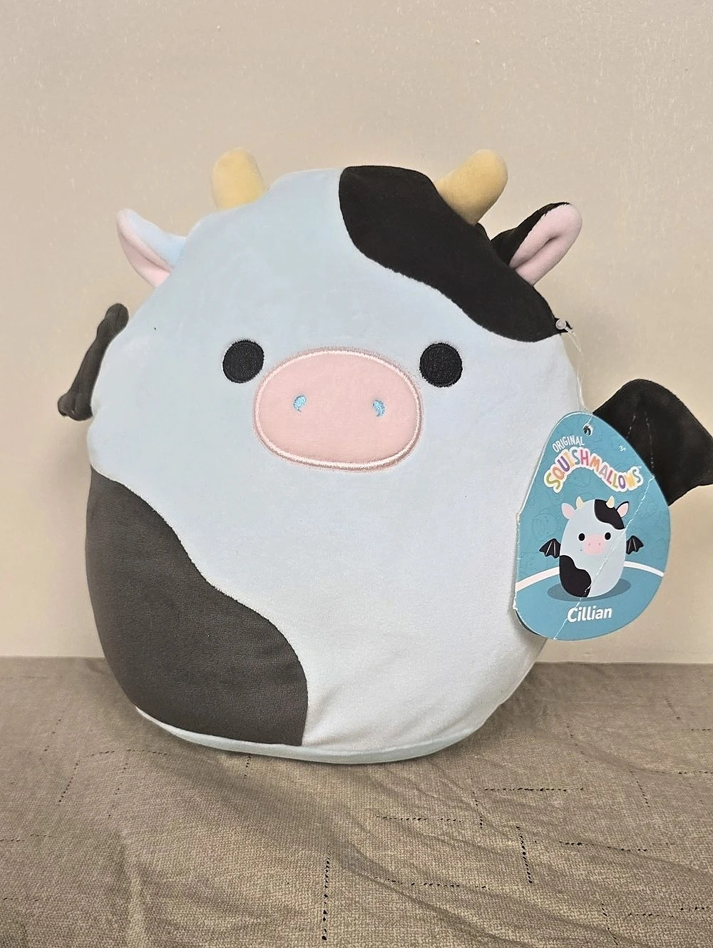 Original Squishmallows Cillian Cow Plush NWT in Blue & Black